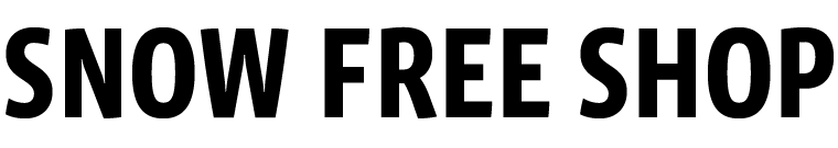 Black text 'SNOW FREE SHOP' on a white background